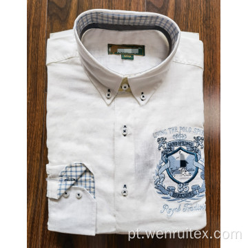 Amostra grátis 100% algodão branco camisas de manga curta de verão